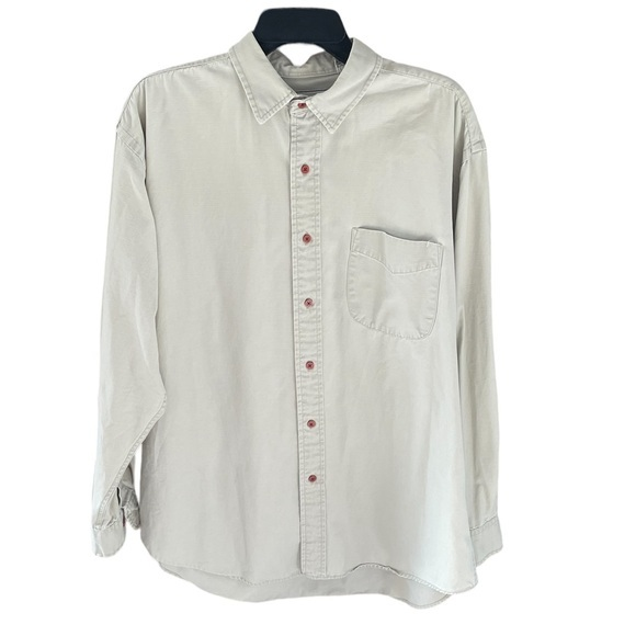 American Eagle Outfitters Khaki Long Sleeve Button Down Shirt Men’s Large - Picture 1 of 6